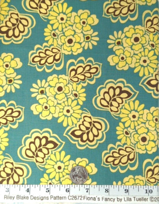 2011 Lila Tueller Fiona's Fancy C2673 Riley Blake 1yd Large Scale Floral Green