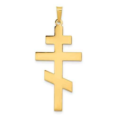 Ciondolo crocifisso ortodosso in oro massiccio 14k - Grande croce cristiana di Gesù - Italia