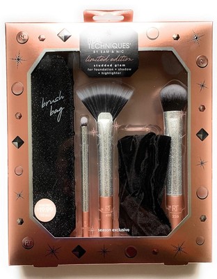 Real Techniques Studded Glam 5pc Brush Gift Set Limited Edition $32 Value NIP
