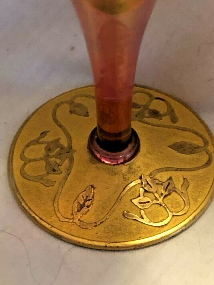 DeVilbiss Cranberry Glass and Gold Engraved Perfume Bottle C1920 Waardedeals