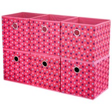 Collapsible Cloth Cube Storage Bins Polka Dot Fabric Girls Storage Pink Cube Bin
