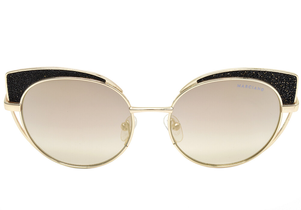 Marciano by Guess Black Rectangular Cat Eye Sunglasses Gold M Logo with Pouch Guess by Marciano GM 00007 Sunglasses | FREE Shipping - SOLD OUT main image 3