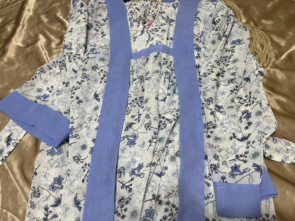 LADIES Elegant LONG SHEER CHIFFON Peignoir Set Sz M la Vie en Rose