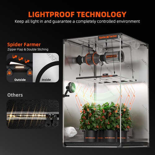Spider Farmer Indoor Grow Tent Mylar Green Room 1680D Oxford Hydroponic Plant - Picture 41 of 55