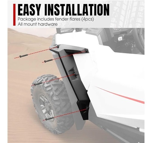 Front & Rear Mud Flaps Mud Guards Extended Fender Flares Kit for Polaris RZR 900 - Picture 3 of 3