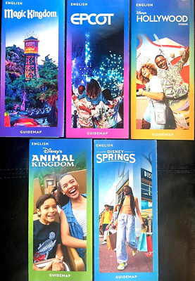 NEW 2025 Walt Disney World Theme Park Guide Maps 5 Maps - Newest Available !