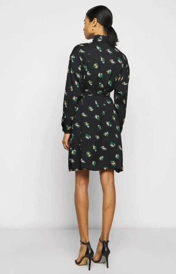 Camicia TORY BURCH nuova con etichette abito daybreak Ditsy arricciata cora floreale nera taglia 4