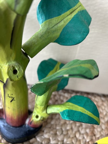 Escultura de árbol de plátano de madera pintada tallada a mano de colección C Descripción - Imagen 10 de 11