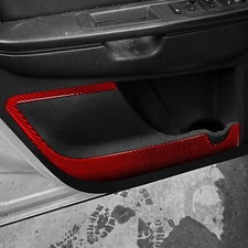 Front Door Anti-Kick Panel Trim For Chevrolet Traverse 2009-12 Red Carbon Fiber