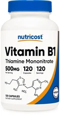 Nutricost Vitamin B1 (Thiamin) 500mg, 120 Capsules - Gluten Free & Non-GMO