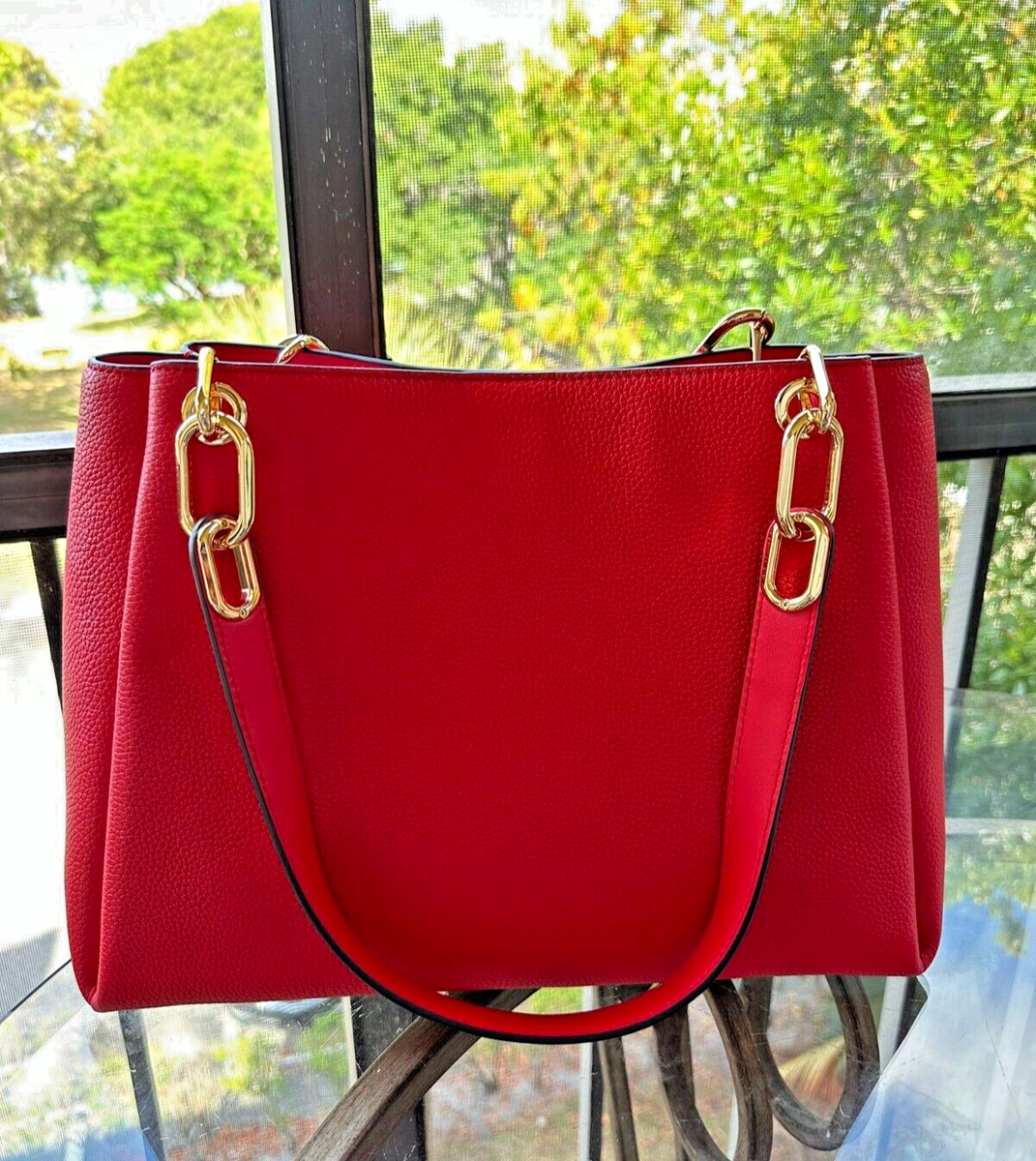 Michael Kors Trisha Large Leather Shoulder Tote Bag Handbag Purse