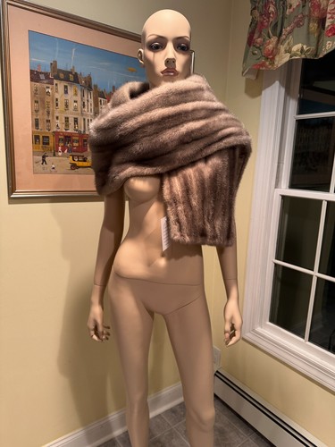 Oversized 68"-15" Sapphire Blue Iris Mink Real FUR STOLE WRAP Shawl SHRUG Bridal - Picture 5 of 9