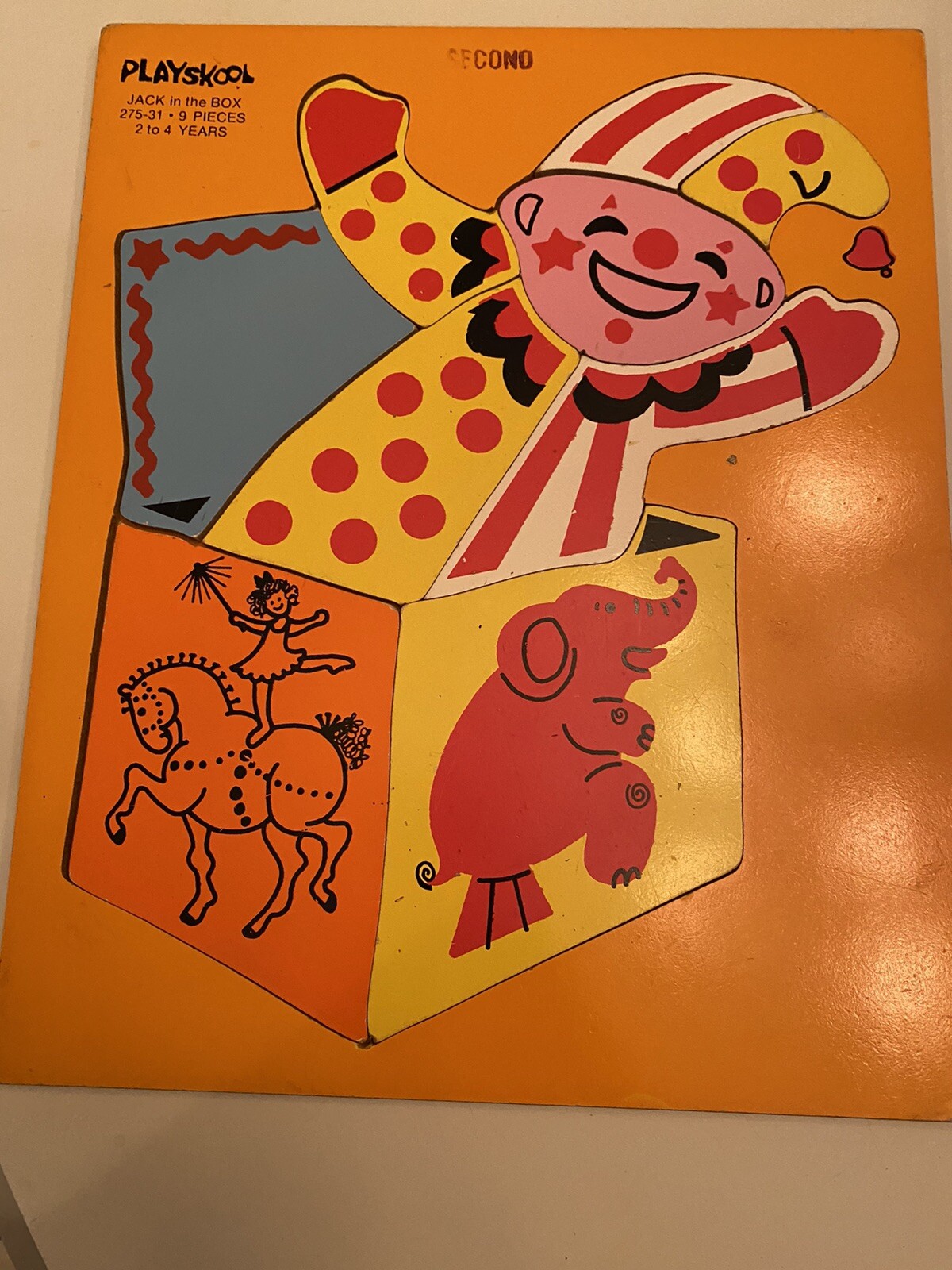 Vintage Playskool Wood Wooden Toddler Childrens Puzzle Jack In The Box