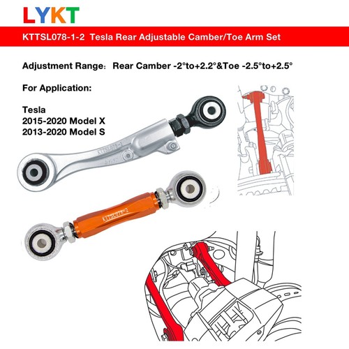 LYKT 4pcs Adjustable Arms Alignment Rear Camber&Toe Kit for Tesla Model X、S - Picture 2 of 18