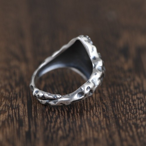 Solid 925 Sterling Silver Mens Tibetan Mantra Stone Ring Size Adjustable - Picture 4 of 6