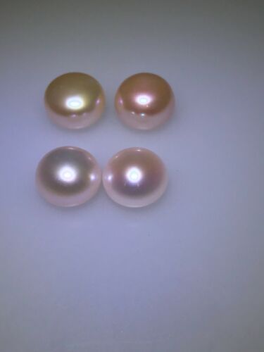 Perlas de botón de agua dulce japonesas vintage rosa natural vintage de 18,31 quilates 2 pr 9,6 mm AAA - Imagen 1 de 4