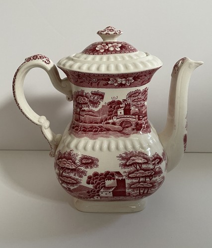 Copeland Spode PINK TOWER Transferware Mini 2C Coffee Pot Creamer Old Backstamp - Picture 5 of 10