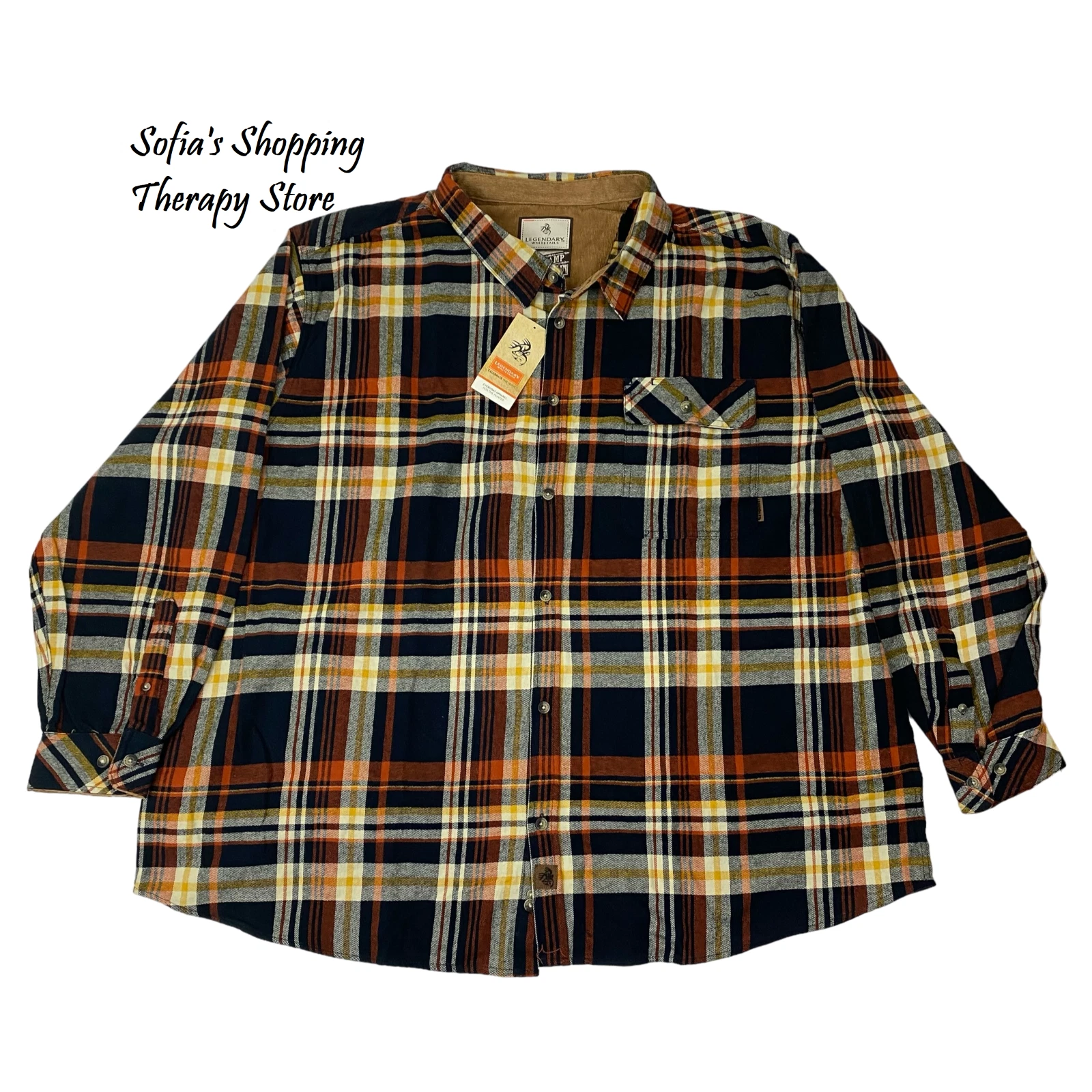 Legendary Whitetails Men's 4XL Buck Camp Flannel Long Sleeve Plaid Shirt BLUE