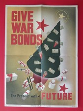 Old 1943 Allied US Give War Bonds Small Poster (7637