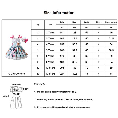 Princess Flower Girls Dresses Size 2-6 8 10 12 Communion Party Floral Dresses - Picture 5 of 12