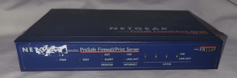 Netgear ProSafe FR114P Firewall Cable/DSL Print Server NO AC Adapter OEM Used - Image 2 of 4