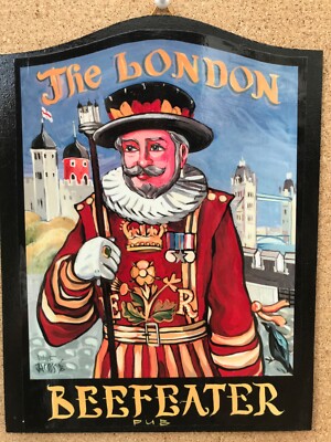 Bar Board 24cm 10inch Beefeater City Mini Pub Schild Holz hängen Geschenk London Inn alt
