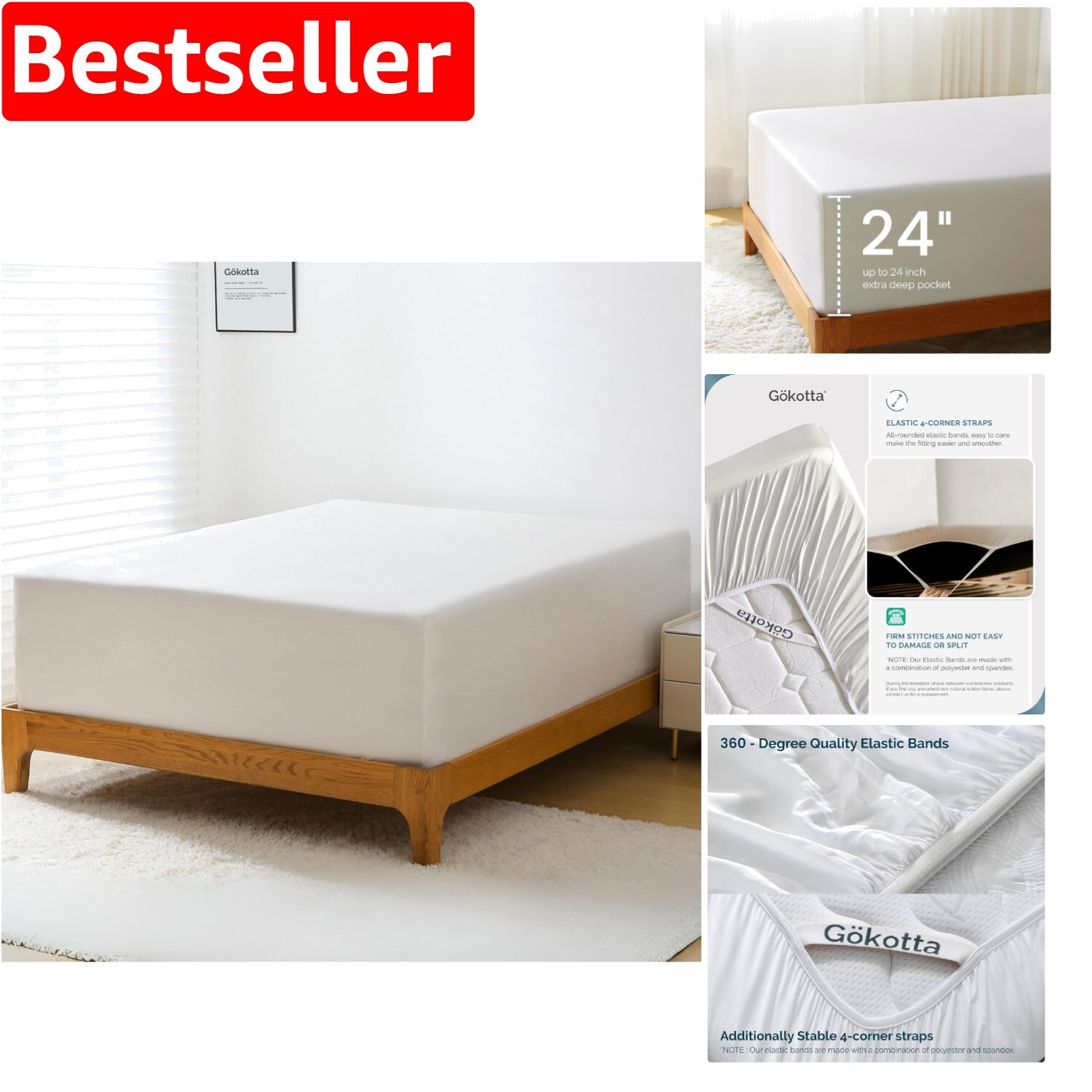 Luxury 300 Thread Count Bamboo King Fitted Sheet for Cool Comfortable Sleep