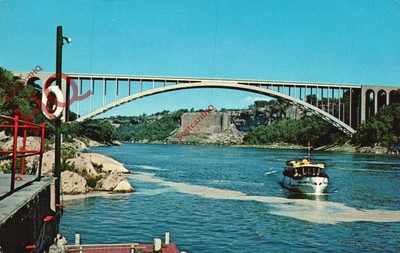 Bild Postkarte>>Niagarafälle, Maid of the Mist und Regenbogenbrücke