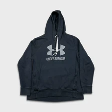 Under Armour Hoodie Mens XL Black Spell Out Loose Pullover Hooded Sweatshirt