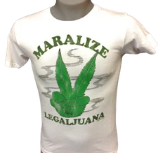 Mens David & Goliath Maralize Legaljuana Marijuana Weed White Tee T-Shirt 
