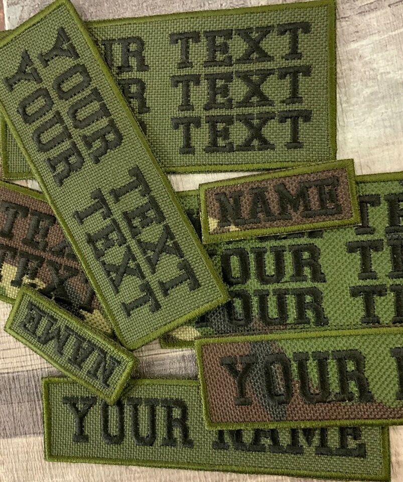 PERSONALISED WOVEN CLOTH CAMOUFLAGE CORDURA STYLE EMBROIDERED NAME PATCH TAG