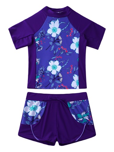 Kids Girls Bathing Suits Shorts Swimsuits Floral Print Swimwear Beach Tankini - Picture 35 of 65
