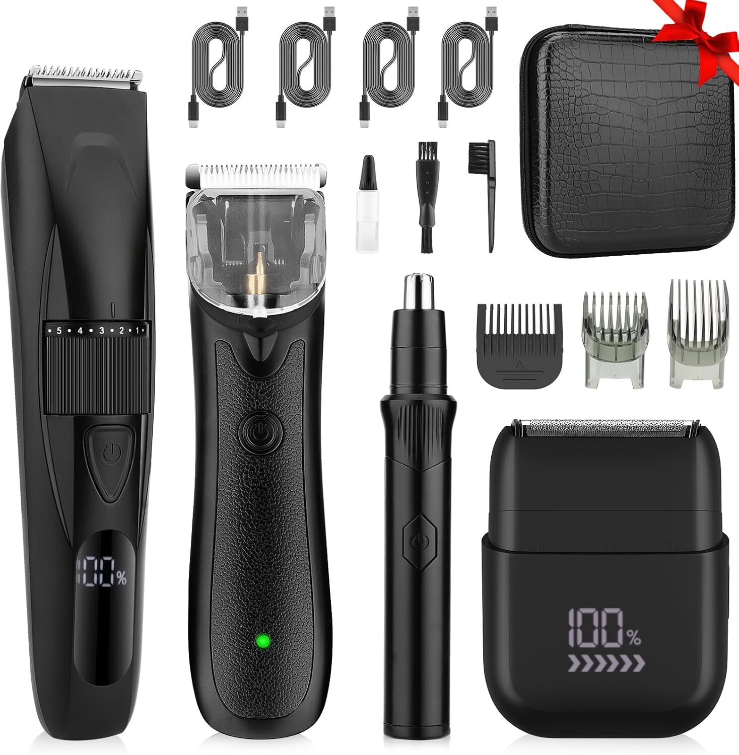 4-in-1 Rechargeable Beard Body Ear Nose Hair Trimmer Set  