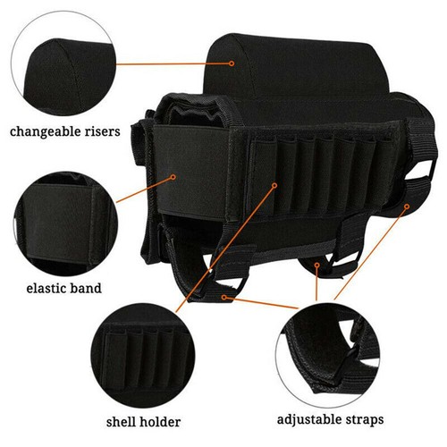Custodia porta munizioni fucile tattico buttstock guanciale poggia fucile con 7 colpi - Foto 4 di 19