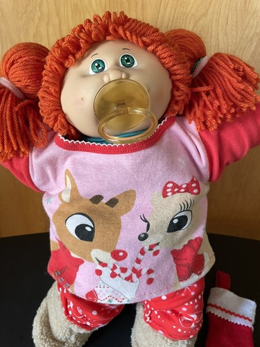 Cabbage Patch Kids ‘85 Pacifier Green Eyes Orange Hair Girl Red Peppermint Pants