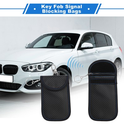 2Pcs,Faraday Pouch, RFID Signal Blocking Bags Carbon Fiber Black with Hook
