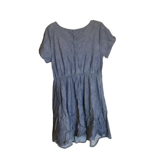 Abito camicetta Chambray eShakti vita elastica 1X nuovo senza etichette Preppy classico - Foto 2 di 4