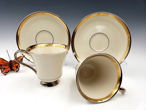 Pickard China Champagner Tasse & Untertasse Set Gold & Silber - Bild 4 von 17