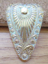 1-Raised Gold Egyptian Design-Triangle Silver Back Button #21 46.11mm x 26.74mm