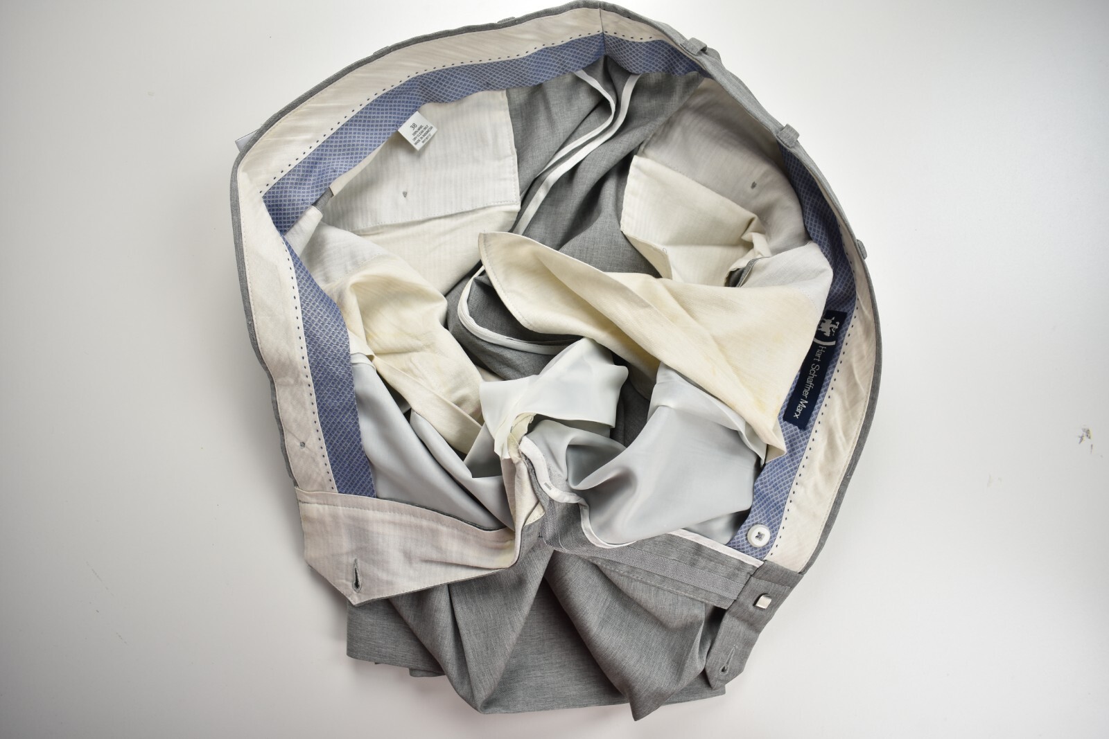 Hart Schaffner Marx Solid Light Gray Wool Dress P… - image 7