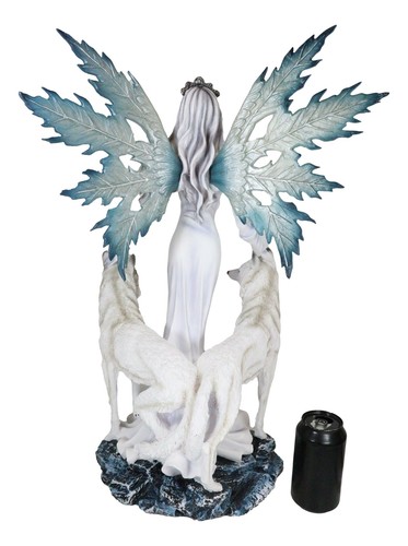 Estatuilla grande de 23" de altura con dos lobos de nieve de ventisca escarcha - Imagen 7 de 7