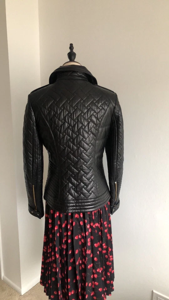 Cole Naan Collection Chaqueta de Cuero Piel de Cordero Suave, Talla 2 Foto 3 de 4