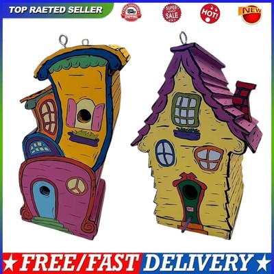 Handmade Wood Birdhouse with Perch Cute Small Nesting Box for Small Birds Rest