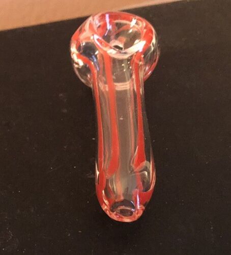 2.75” Glass Tobacco Smoking Pipe Tobacco Hand Pipe Red B53 - Picture 3 of 4