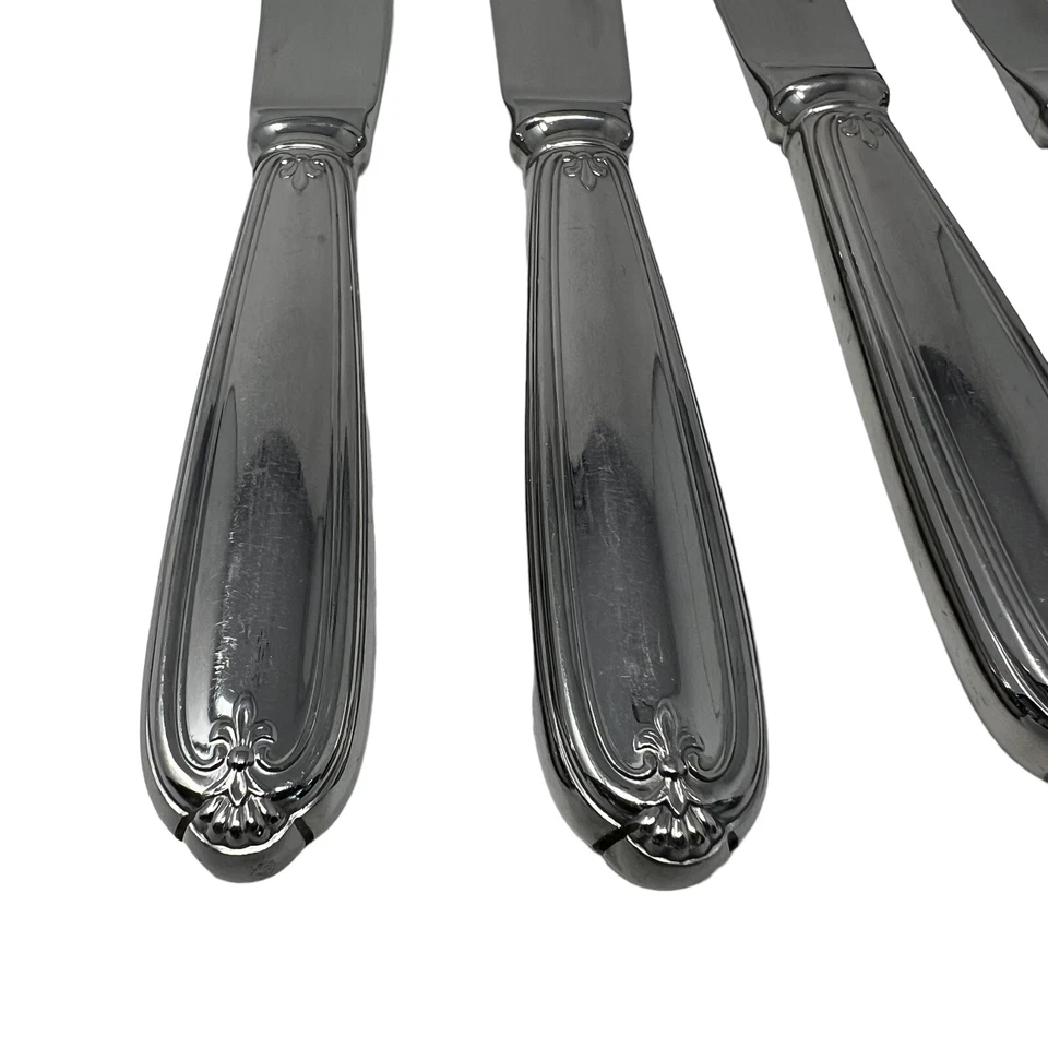 Noritake 不锈钢晚餐刀 Fleur De Lis 风扇 光面餐具 日本 5 件 — 第 2/2 张图片