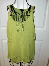 NWT~MADISON STUDIO~LIME PERIDOT~KNITTED~COTTON/RAYON Sleeveless Shirt/Top size L