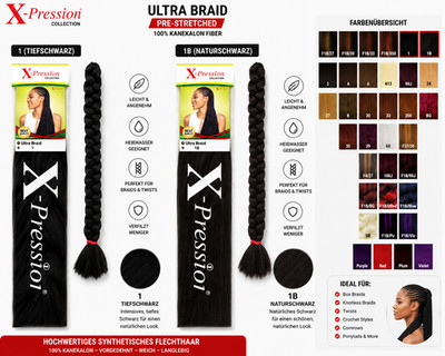 X-Pression Ultra Braid Pre-Stretched Kanekalon 1 / 1B