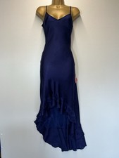 Dancing Leopard Navy Satin Asymmetric Frill Hem Dress Size 8