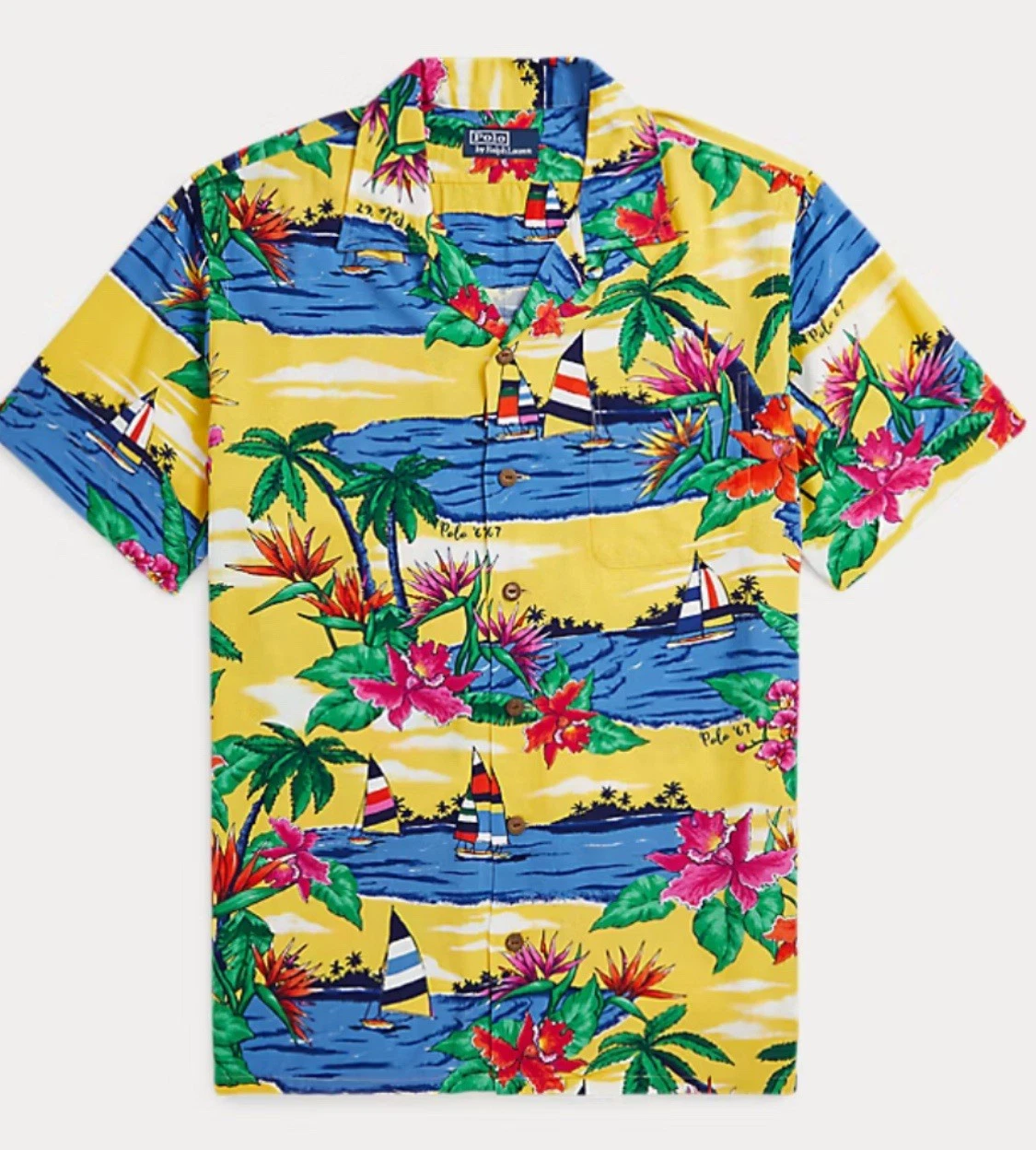 Ralph Lauren Classic Fit Tropical Print Hawiian Woven Camp Shirt Medium RRP £189