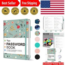 Durable Password Management Book - Secure 136-Page Organizer for Internet Logins